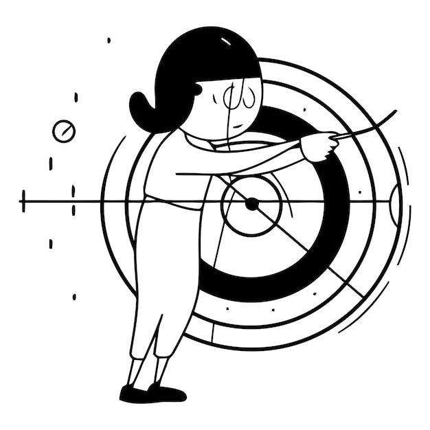 Vecteur femme visant une cible illustration vectorielle de style plat personnage de dessin animé