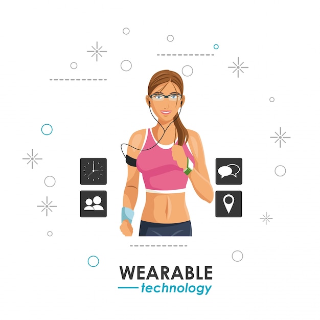 Vecteur femme wearable technologie électronique