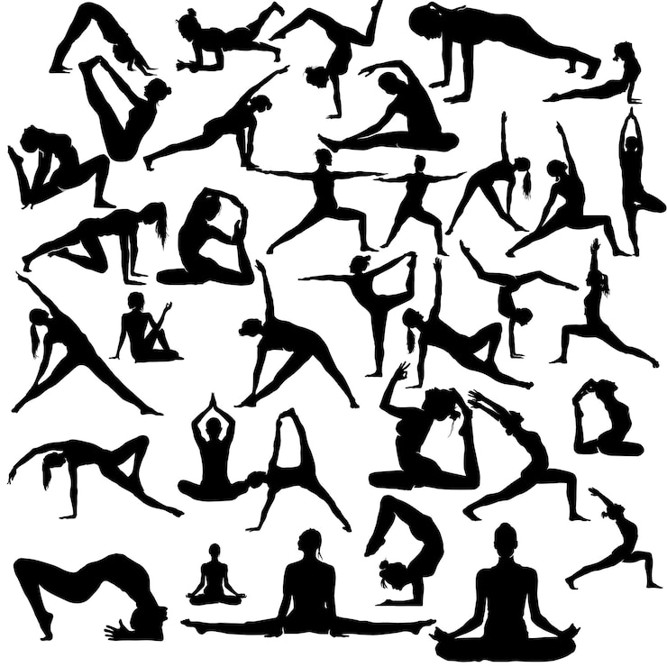 Vecteur femme yoga silhouette vector set illustration
