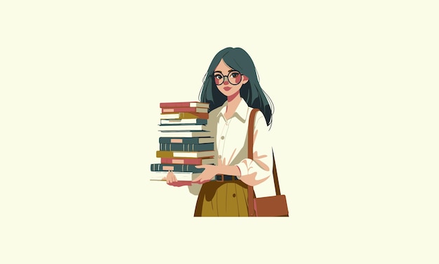 les femmes de beauté tiennent des livres illustration vectorielle design plat