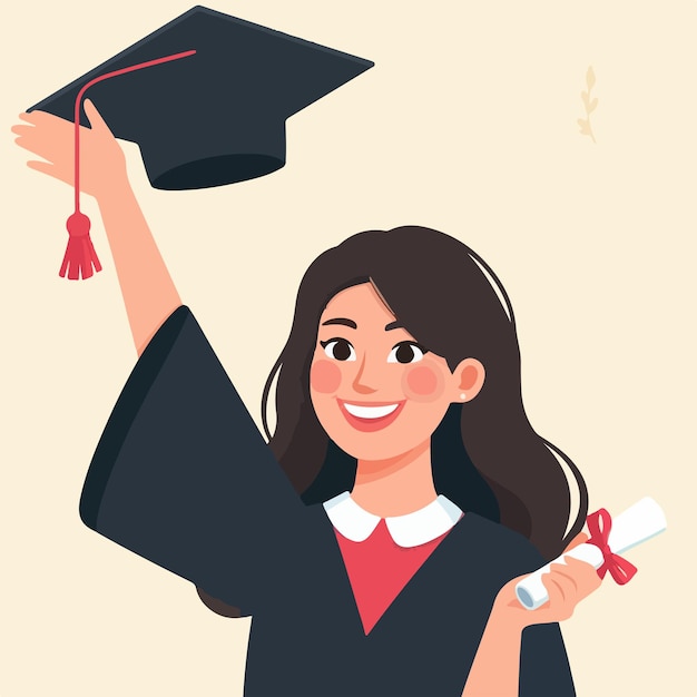 Les femmes célèbrent l'obtention de leur diplôme avec un style plat simple.