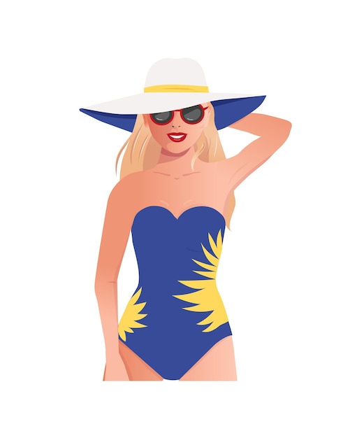 Femmes en chapeau de soleil sur fond blanc illustration de voyage en mer et de loisirs