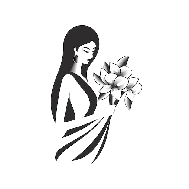 Vecteur femmes avec conception de clipart fleur