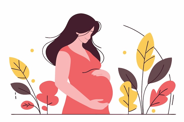 Des femmes enceintes minimalistes dessinent des lignes sur fond blanc