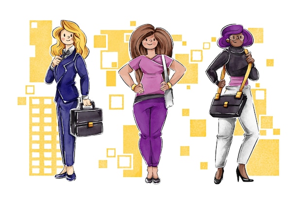 Vecteur femmes entrepreneures confiantes illustrées