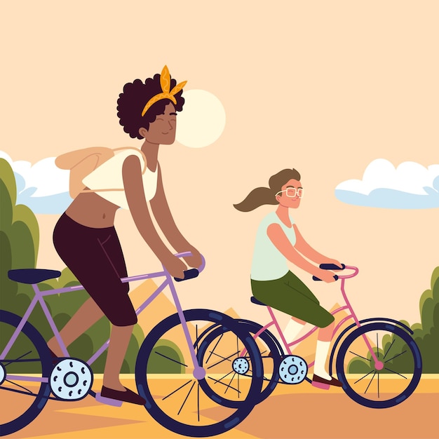 Femmes Faisant Du Vélo