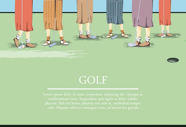 Femmes Golfeuses Pieds Sur Un Parcours De Golf