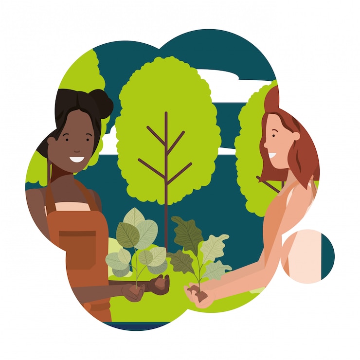 Vecteur femmes jardinières à caractère avatar de paysage