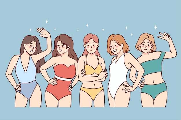 Femmes En Maillot De Bain Posant Ensemble