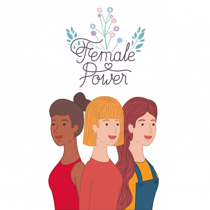 Femmes avec le personnage avatar du pouvoir féminin