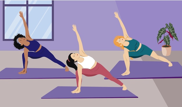 Des femmes pratiquent le yoga dans un studio
