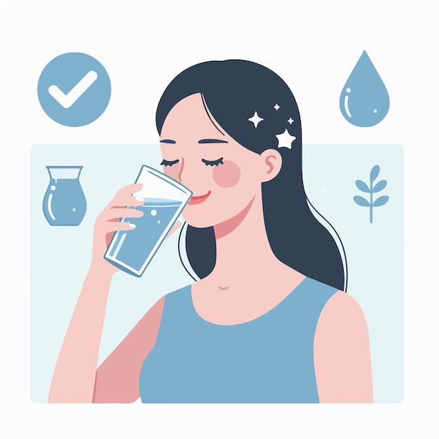 Les femmes vecteurs boivent de l'eau saine
