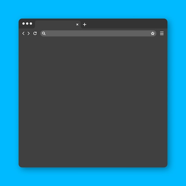 Fenêtre blanche du navigateur Web avec barre d'outils et champ de recherche Page Internet du site Web moderne dans un style plat Modèle de navigateur pour tablette d'ordinateur et smartphone Mode sombre Illustration vectorielle
