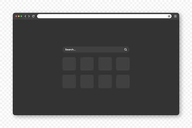 Vecteur fenêtre blanche du navigateur web avec barre d'outils et champ de recherche page internet du site web moderne dans un style plat