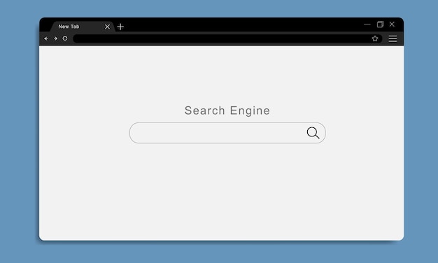Vecteur fenêtre du navigateur web dans un design plat. page web vierge de conception simple. moteur de recherche.