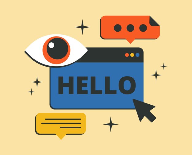 Fenêtre de message avec le texte Hello 90s et y2k élément de conception esthétique numérique vectoriel.