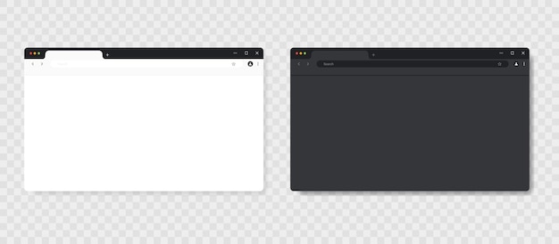La Fenêtre De Navigateur Vide Maquette De Page Web Réaliste Claire Et Sombre Illustration Vectorielle