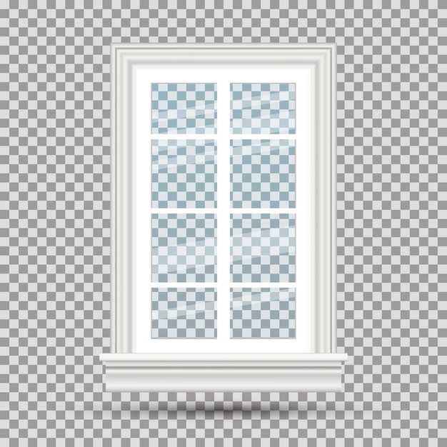 Fenêtre en verre isolée sur fond transparent. Illustration vectorielle. Fenêtre réaliste fermée. Élément de conception de l'architecture.