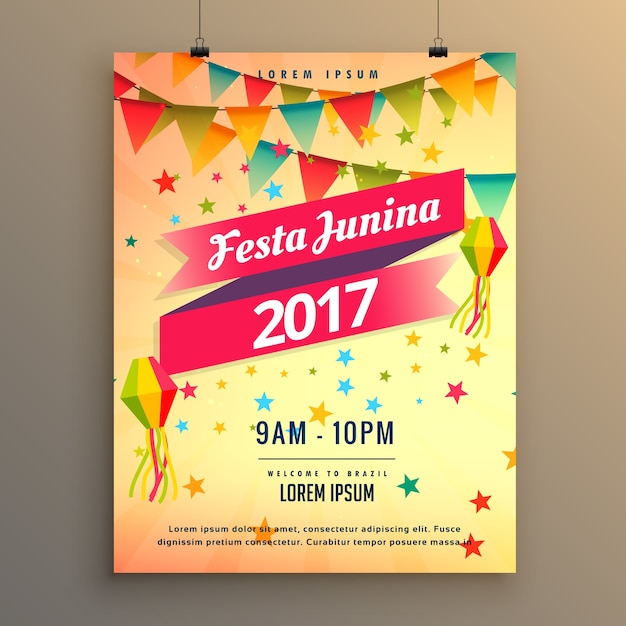 Festa Junina Célébration De Fête Design D'affiche Avec Des éléments Décoratifs