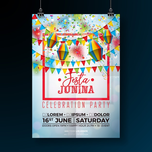 Vecteur festa junina party flyer illustration