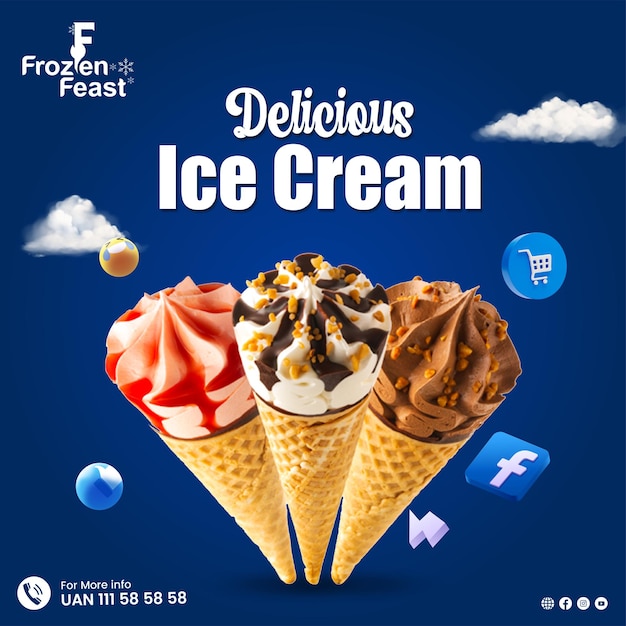 Un festin glacé annonce de la crème glacée et de la crème glacée.