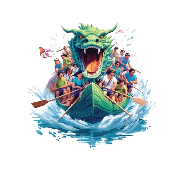 Vecteur festival des bateaux-dragons illustration vectorielle