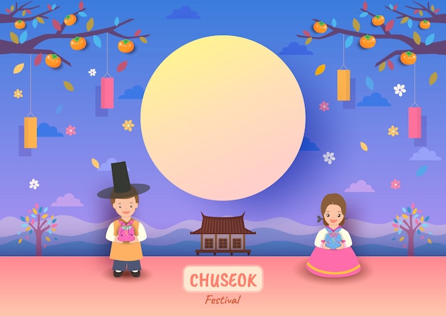 Festival de Chuseok avec des Coréens à la pleine lune.