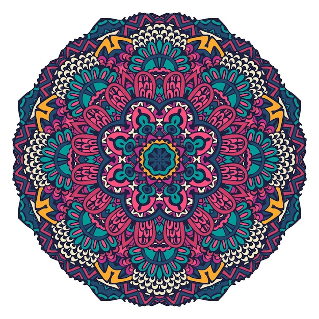 Festival Coloré Rond Illustration Vectorielle De Mandala Ethnique