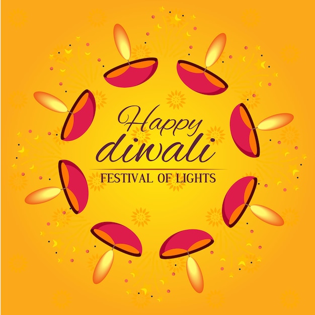 Festival De Diwali Avec Diya Rougeoyant. Conception D'arrière-plan Diwali Pour Les Bannières Publicitaires, Publication Sur Les Réseaux Sociaux.