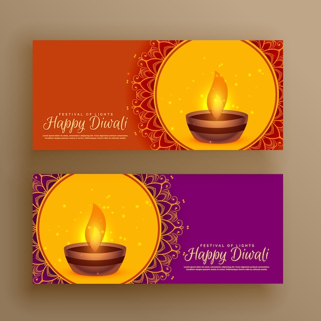 Vecteur festival de diwali voeux bannières vector background