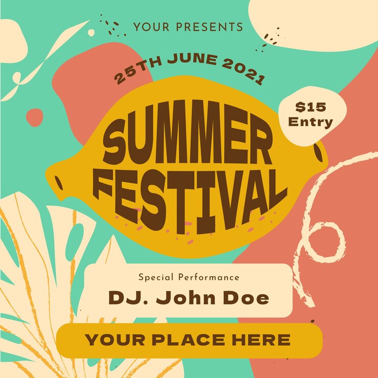 Vecteur festival d'été 1 post sur les réseaux sociaux