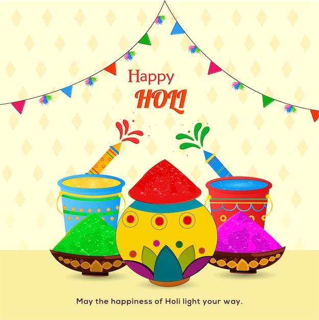 Festival Indien De Couleurs Happy Holi Fond Et éléments Illustration Vectorielle