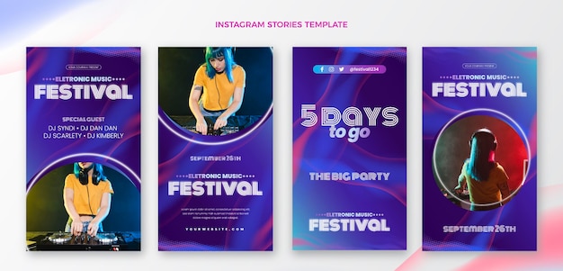 Vecteur festival de musique en demi-teinte dégradé ig stories