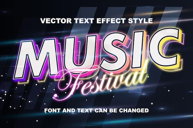 Vecteur festival de musique typographie lettrage 3d texte modifiable effet style de police modèle conception bannière affiche