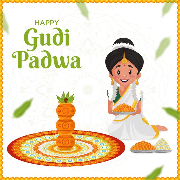 Festival Of Happy Gudi Padwa Bannière Design