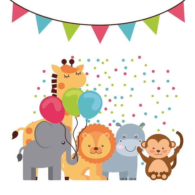 fête d&#39;anniversaire mignon animal