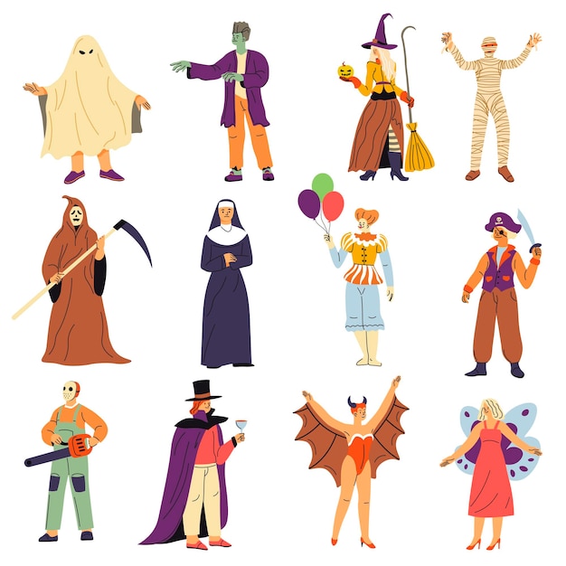 Vecteur fête des costumes et des vêtements d'halloween