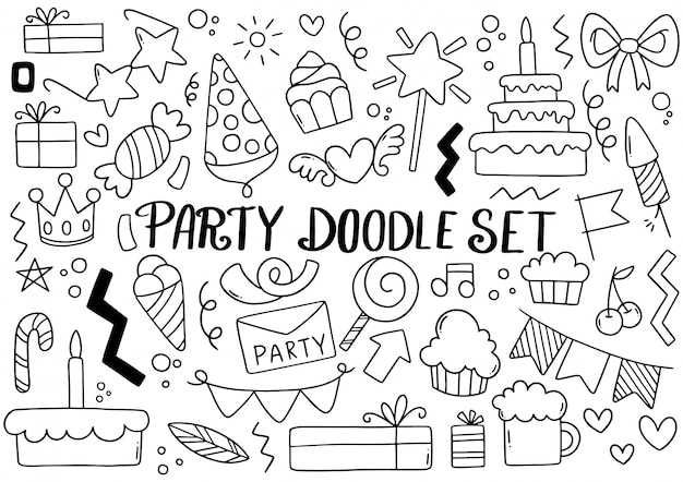fête dessinée à la main doodle joyeux anniversaire