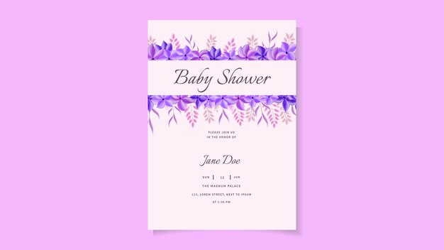 Fête De Douche De Bébé Carte De Bienvenue Invitation Fond Floral Coloré