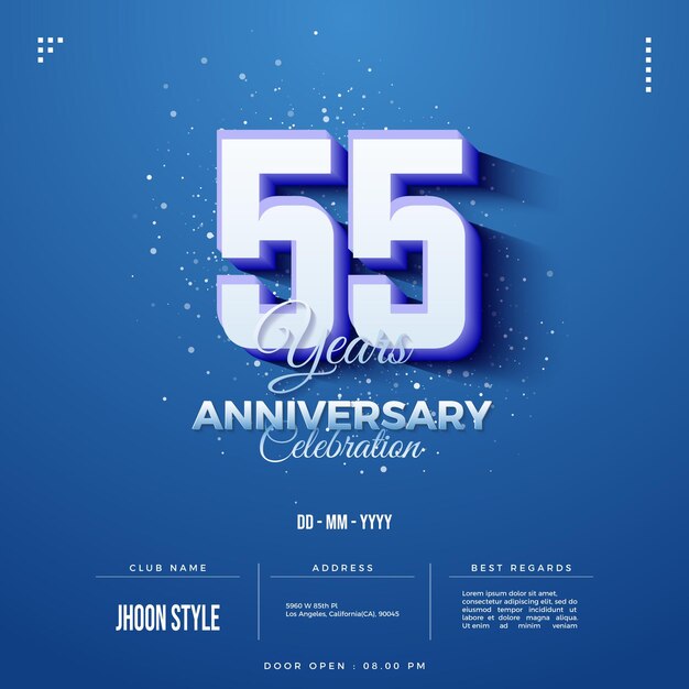 Fête Du 55e Anniversaire Sur Fond Bleu.