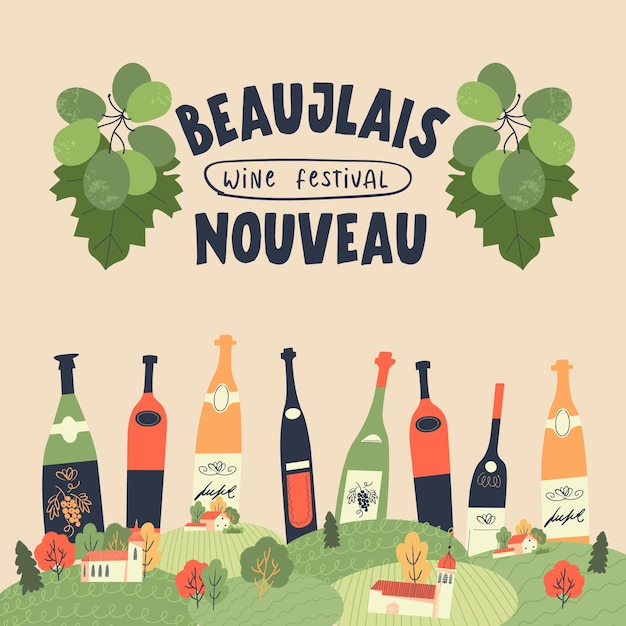 Vecteur fête du beaujolais nouveau du vin nouveau en france