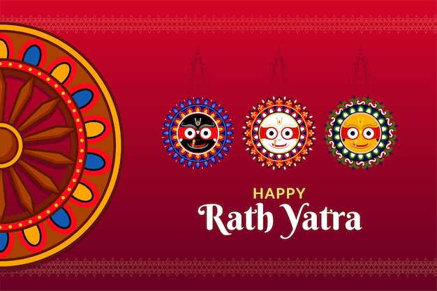 Vecteur fête du seigneur jagannath odisha happy rath yatra