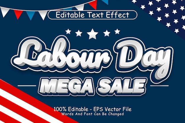 Fête Du Travail Mega Sale Effet De Texte Modifiable Style De Bande Dessinée En Relief à 3 Dimensions