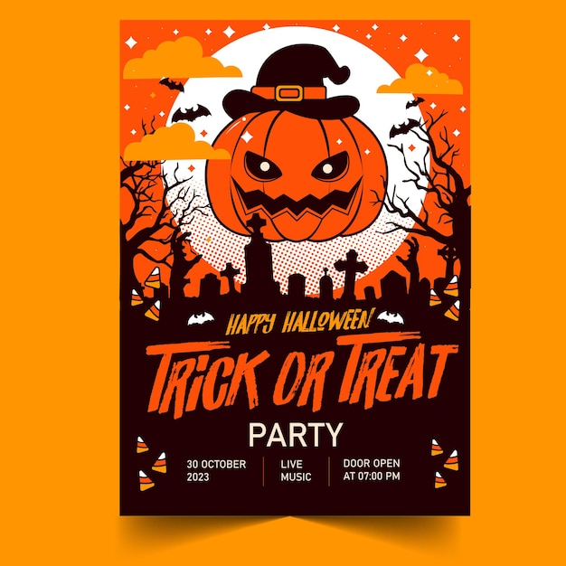 Fête d'Halloween, citrouille, flyer