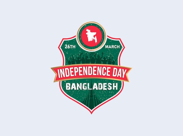 Fête de l'indépendance du Bangladesh. 26 mars et vecteur de carte bangladais sur le bouclier.