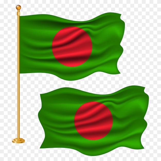La fête de l'indépendance du Bangladesh avec le drapeau national bengali agitant illustration de tissu élément png
