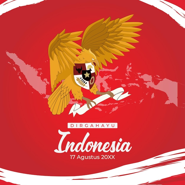 Fête de l'indépendance de l'Indonésie avec drapeau