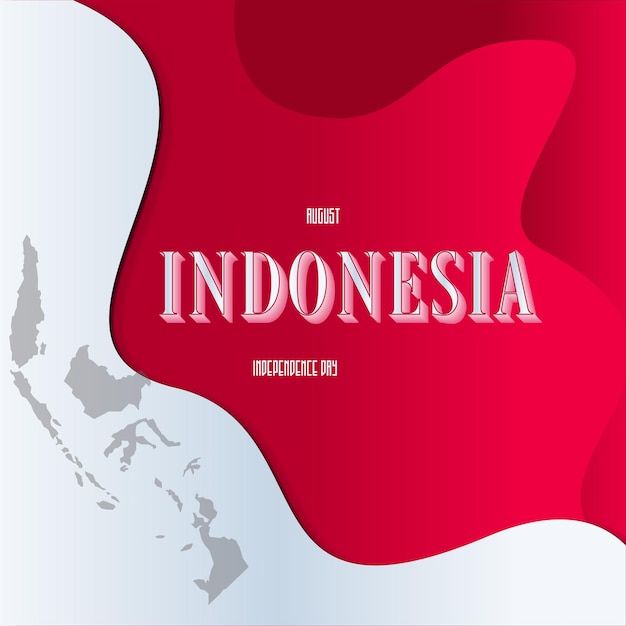 Fête de l'indépendance de l'Indonésie avec illustration vectorielle de fond de carte de l'Indonésie