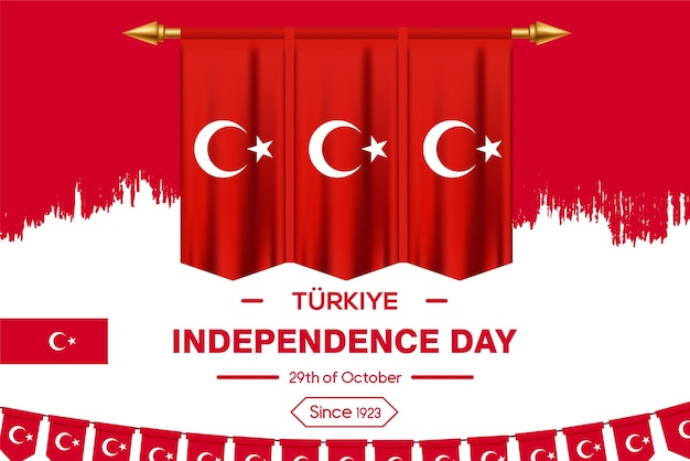 Fête De L'indépendance De Turkiye Avec Fond De Drapeau
