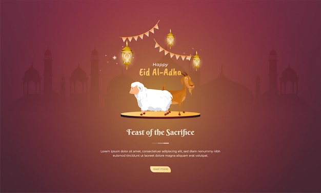 Fête Islamique De L'aïd Al Adha Avec Chèvre Et Mouton Pour Concept De Voeux